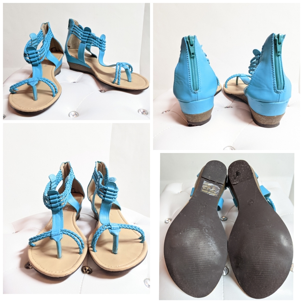 Verona Blue Summer Sandal Size 38 EU Fit 6.5 US